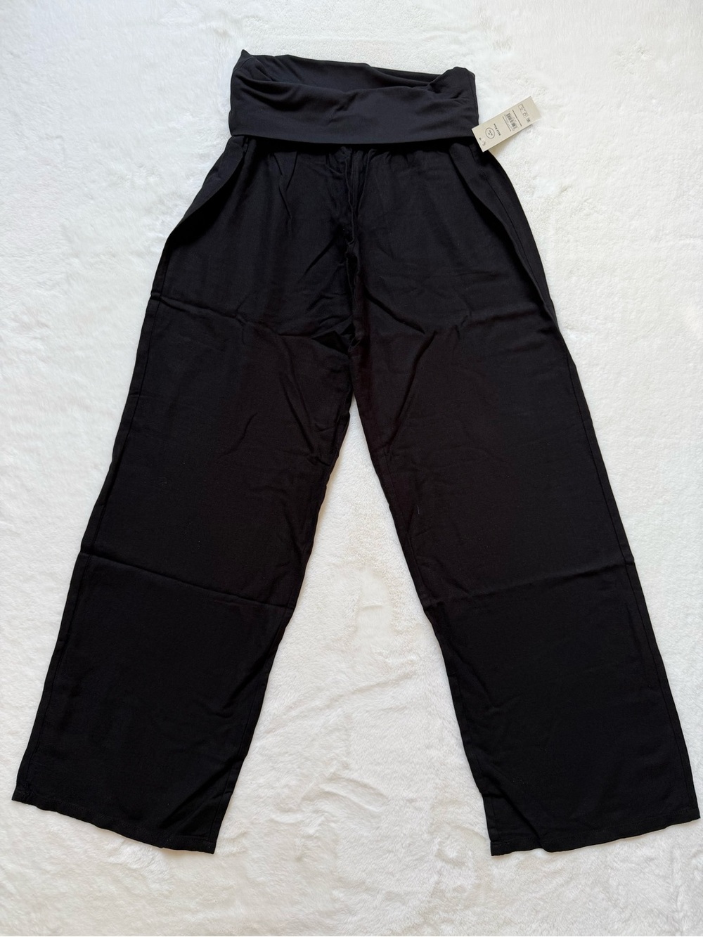 No Boundaries Black Wide-Leg Linen Blend Pull-On Pants NWT